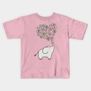 Elephant Blowing a Heart of Flowers Kids T-Shirt